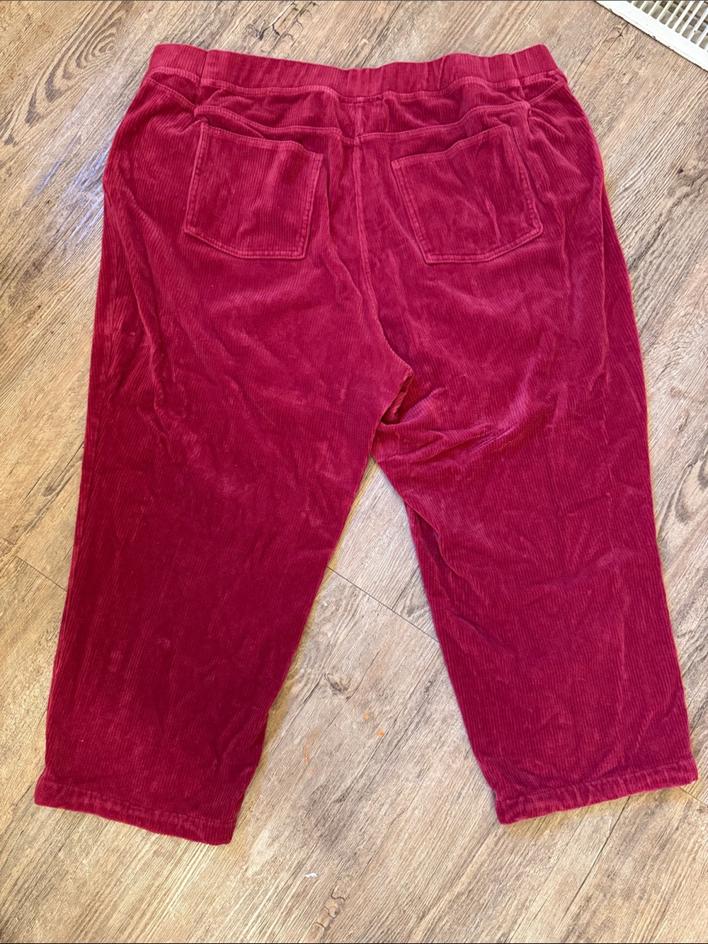 Quacker Factory Raspberry Red Corduroy Cropped Pants - Picture 5 of 5